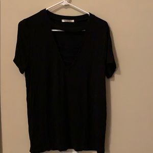 Black V Neck Short Sleeve